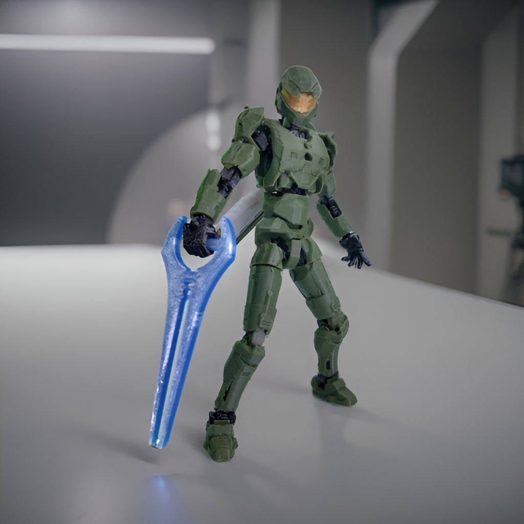 Halo Master Chief Dummy 13 Figura super posable con Base y Accesorios.